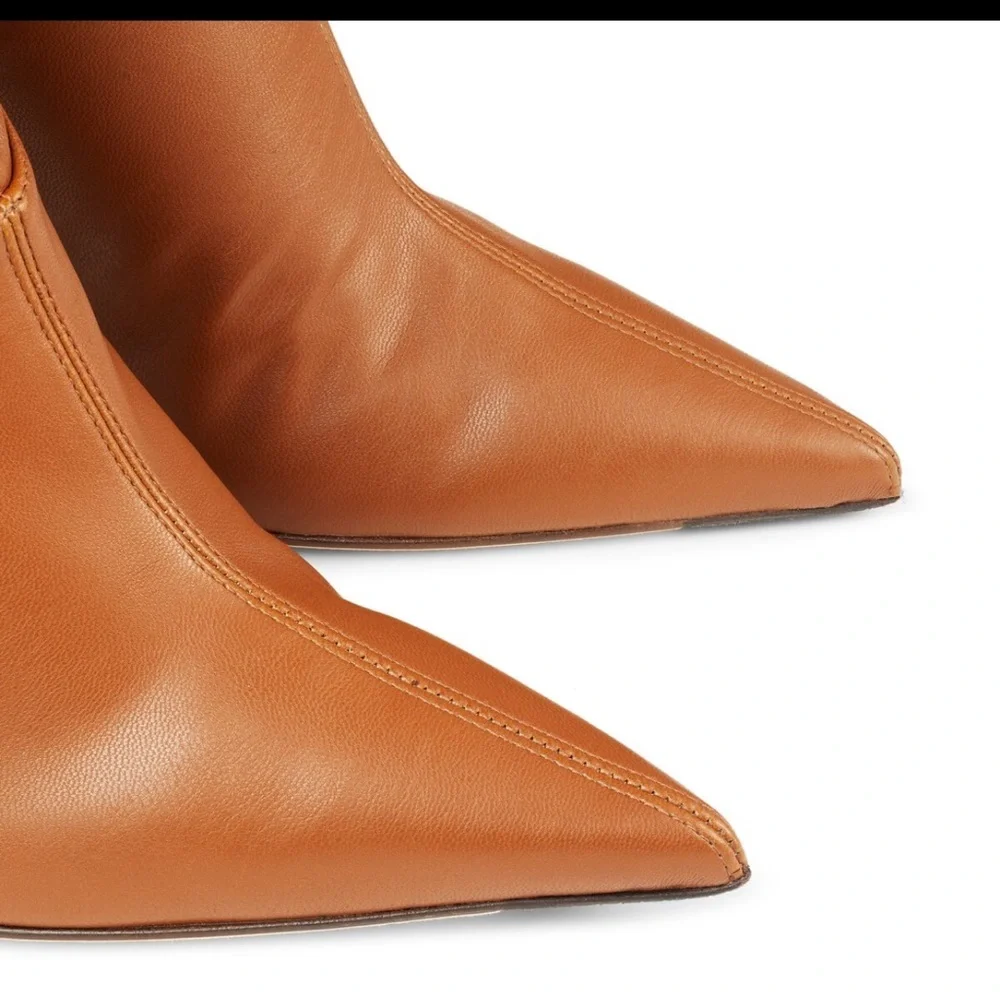 JIMMY CHOO Bryson 100 Tan Stretch Bonded Fabric Over-The-Knee‎ Boots Tan SZ 35.5